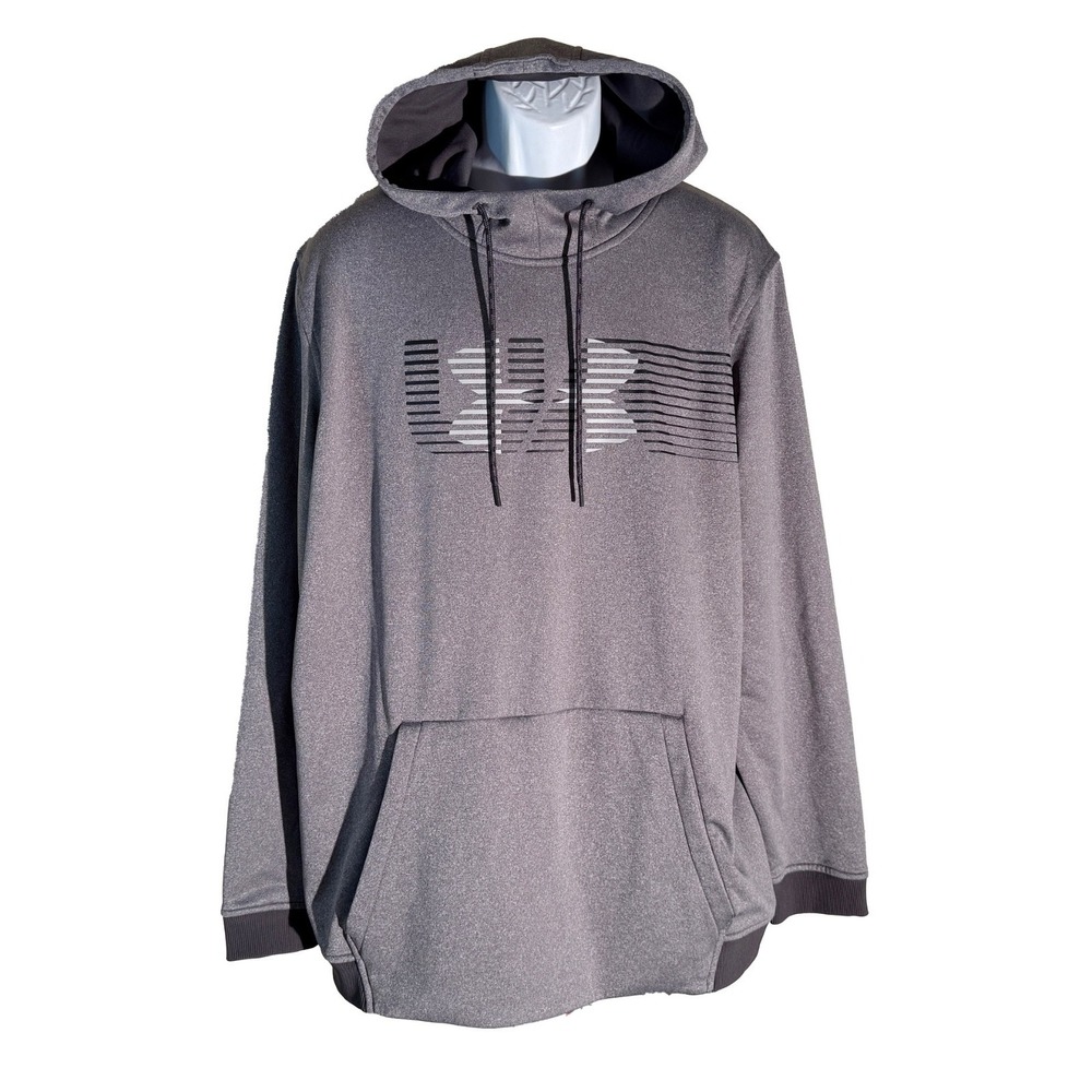 UNDER ARMOUR Loose Long Sleeve Pull-Over Hoodie Sweatshirt Gray 2XL